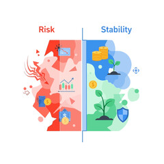 Fototapeta premium Financial Risk Management and Growth Stability Illustration