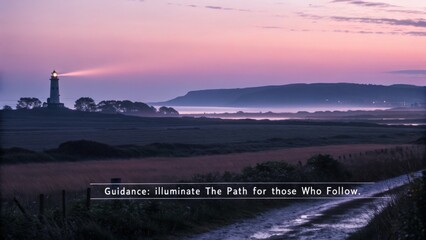 A serene landscape during twilight with a guiding path