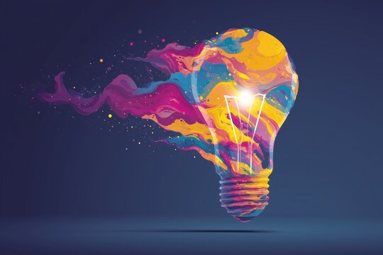 Colorful abstract light bulb design representing creativity and innovation - Powered by Adobe