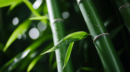 Vibrant bamboo grove, harmonious composition highlighting exotic atmosphere and modern environmental design with space for text overlays