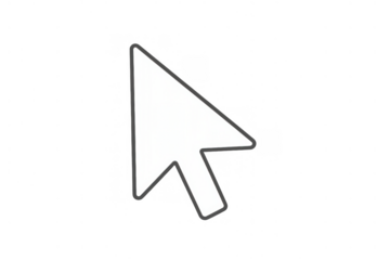 Mouse cursor symbol pointing, indicating interaction with digital content and software. Transparent background