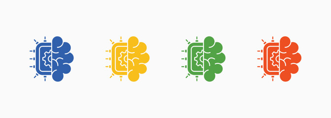 Fototapeta premium Machine Learning Icon Set Color Multiple Style Collection Element For Design