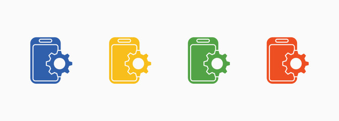 Mobile Application Icon Set Color Multiple Style Collection Element For Design