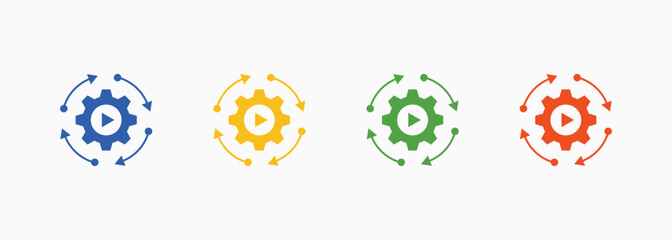 Automation Icon Set Color Multiple Style Collection Element For Design