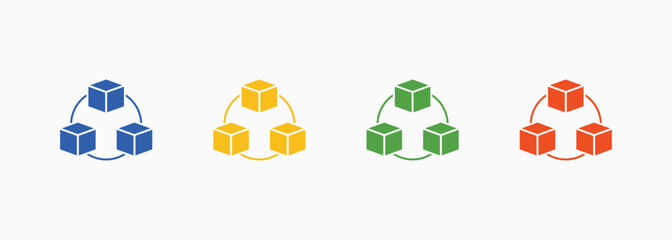 Blockchain Icon Set Color Multiple Style Collection Element For Design