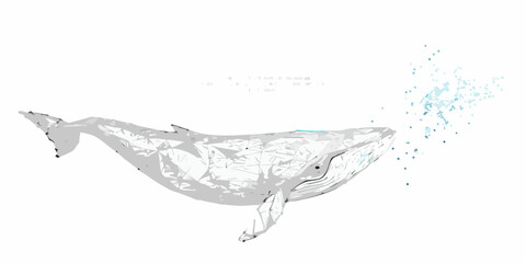 A detailed sketch of a humpback whale surfacing with water droplets © Tarun