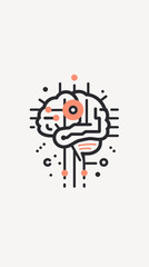 Conceptual illustration of a stylized human brain with a network connection