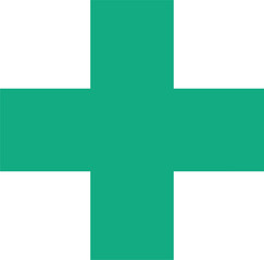 Obraz premium Green medical cross symbol representing healthcare, first aid, pharmacy services, and universal emergency medical assistance