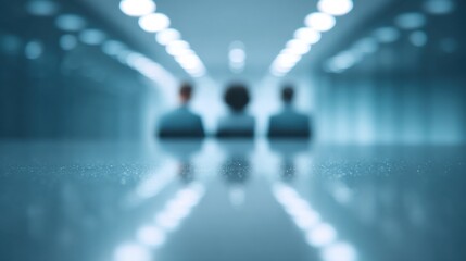 A blurry image of three people sitting at a table