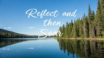 Beautiful lake with trees and sky reflection