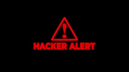 A vivid warning sign displaying 'Hacker Alert' in bold red letters, symbolizing cybersecurity threats and digital safety - Powered by Adobe