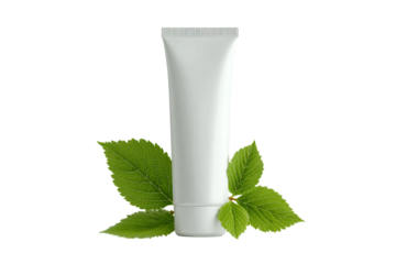 Refreshing herbal face mask tube isolated on transparent background