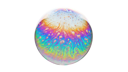 Obraz premium Iridescent soap bubble with colorful swirling rainbow patterns
