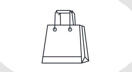 Simple black outline drawing of a paper shopping bag with handles and a folded bottom against a clean white background.