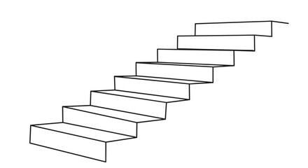 Simple perspective line drawing of a set of stairs or steps going upwards against a clean white background.