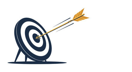 Sharp arrow hitting the exact center of a target bullseye board attached to a wall as a symbol of success and accuracy.