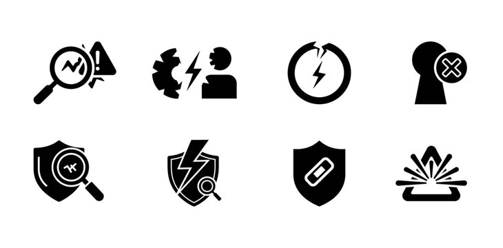 Cyber Risk and Threat Detection Icon Pack for Security Monitoring and Incident Response