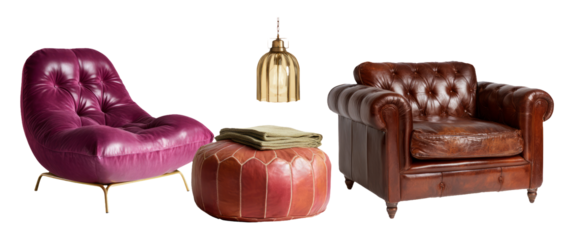 Comfortable Timeless Interior Illustration with Stylish Seating and Lighting Elements