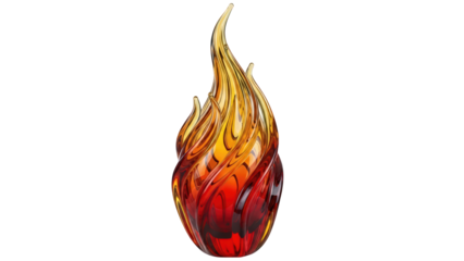 Vibrant glass flame sculpture in red and gold for modern decor