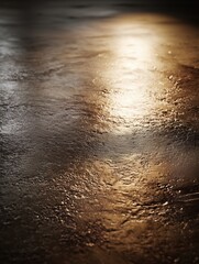 Shiny textured floor reflecting warm light creating an atmospheric and inviting ambiance