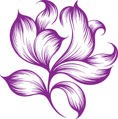 Purple stylized flower with detailed petals and intricate linework