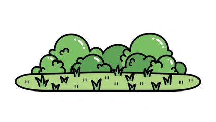 Obraz premium Green Cartoon Trees on Grassy Hill with Simple Background