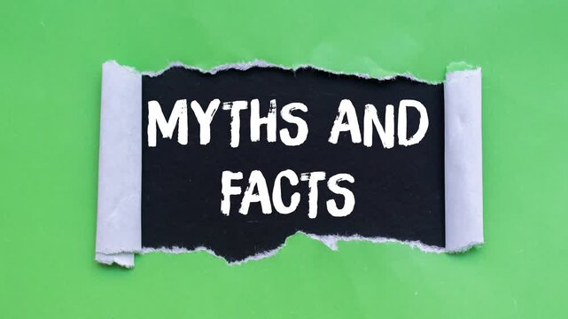 Myths and facts message writing on ripped torn paper background