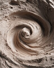 Close-up of creamy chocolate frosting swirling in a mixing bowl with a smooth texture