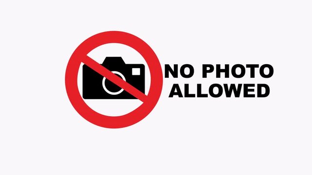 No photo allowed sign with a crossedout camera symbol. Perfect for concepts related to restrictions, privacy, security, and surveillance.