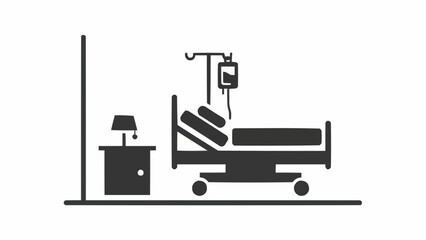 Obraz premium Hospital room with bed and IV drip illustration.