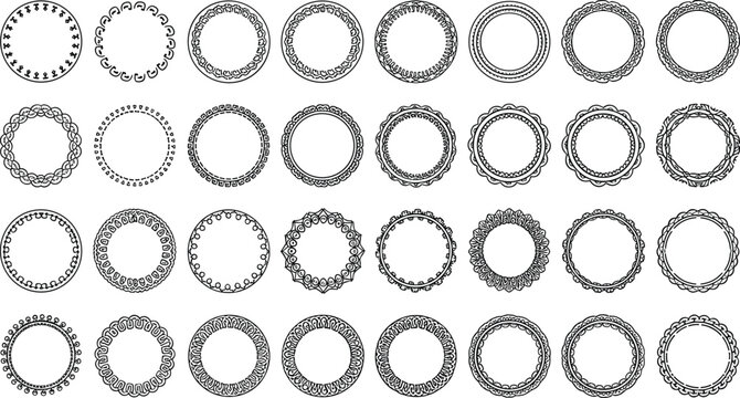 Collection of elegant ornate circular frame designs for decorative use