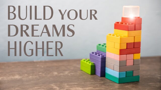 Colorful Lego Blocks Assembled To Build A Tower