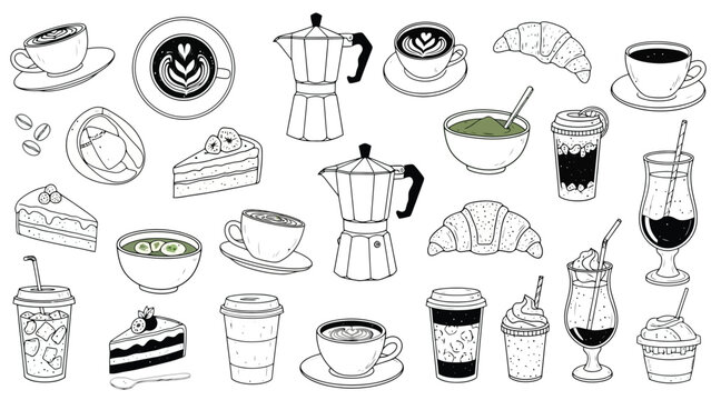 Delicious hand-drawn coffee and pastry illustrations for cafes and restaurants