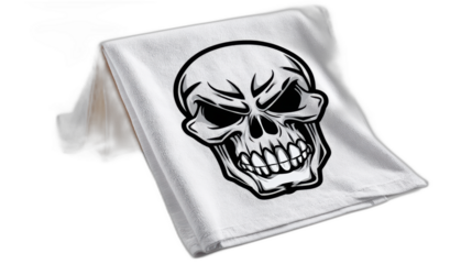 football player's towel with skull icon intimidation gear