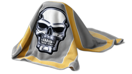 football player's towel with skull icon intimidation gear