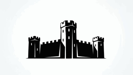 Medieval Castle Fortress Silhouette Symbol. © fusa