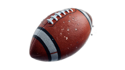 transparent american football in zero gravity with water droplets