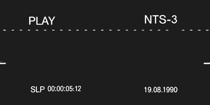 Vintage vhs tape display with play button timestamp and date information