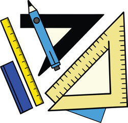 Fototapeta premium Clean geometric tools arranged in hard edge layout