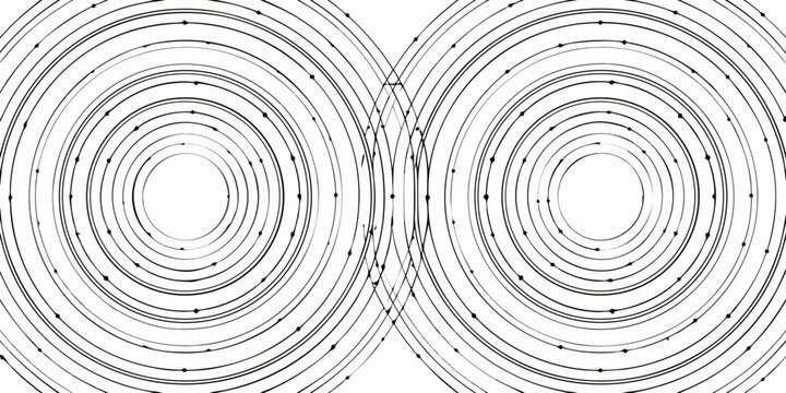 Two circular patterns of concentric lines with arrows resembling magnetic fields