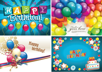 Colorful Birthday Balloons Design Set