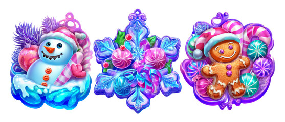Fototapeta premium Playful and Festive Winter Icons with High-Energy Charm and Colorful Design