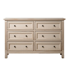 Stylish White Wooden Dresser With Six Drawers for Modern Bedroom Storage