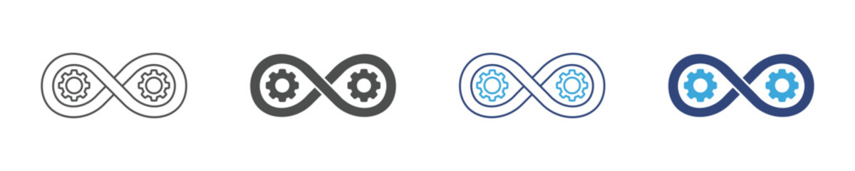 DevOps Automation Icon Set, Continuous Integration Icon, Software Lifecycle, Workflow Automation and System Reliability Concept, Vector Illustration