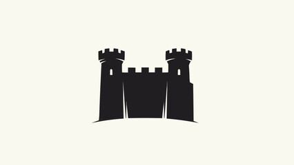 Silhouette of a medieval castle with two towers and crenellations. © Wws