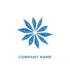 Abstract Blue Starburst Logo Design with Geometric Crystal Shapes.