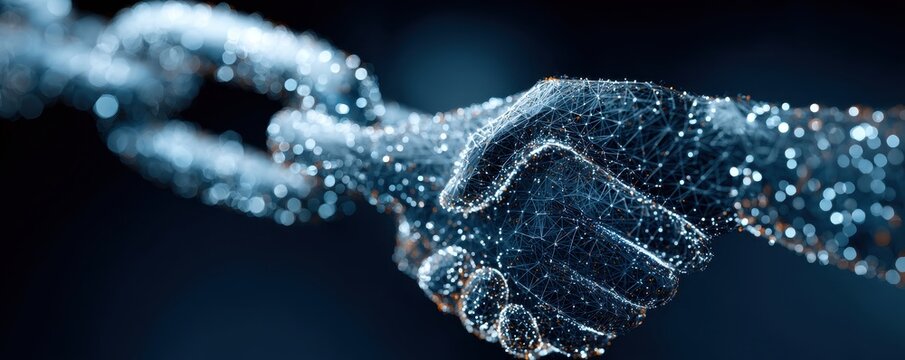 High tech business tableau where datum integrates with a remote chain to finalize approval and planning for an essential contract solution