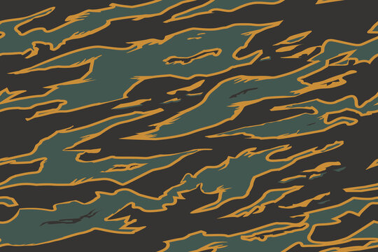 Vector seamless camo tiger stripe army fatigue pattern design