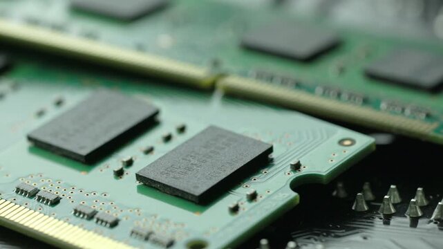 KYIV, UKRAINE - DECEMBER 20, 2025: Close up of laptop memory sticks on backward of motherboard