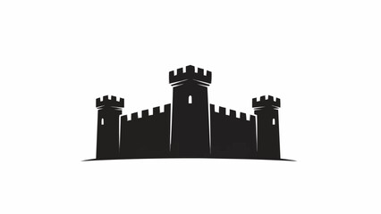 Silhouette of a Medieval Castle with Towers and Battlements. © Keyu